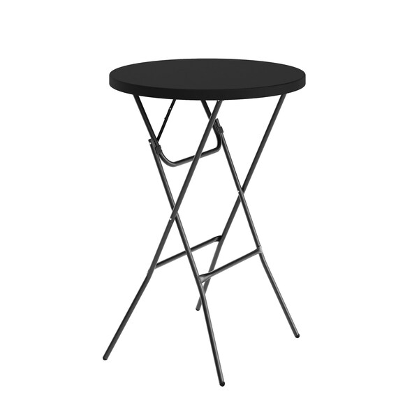 Flash Furniture Elon Commercial Grade 2.6-Foot Round Black Indoor/Outdoor Plastic Bar Height Folding Table DAD-YCZ-80R-2-BAR-BLK-GG - main